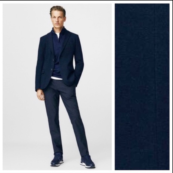 NWT. Massimo Dutti Navy Blue Viscose Blazer/Jersey Jacket. Size 44. - Picture 1 of 11